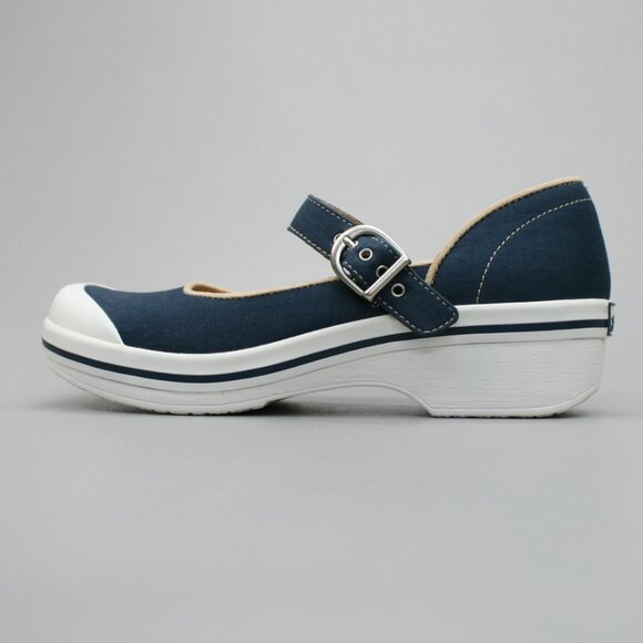 Dansko 40 Ladies (9.5-10) Valerie Canvas Navy Blue Vegan Mary Jane Clogs Shoes - Picture 2 of 12